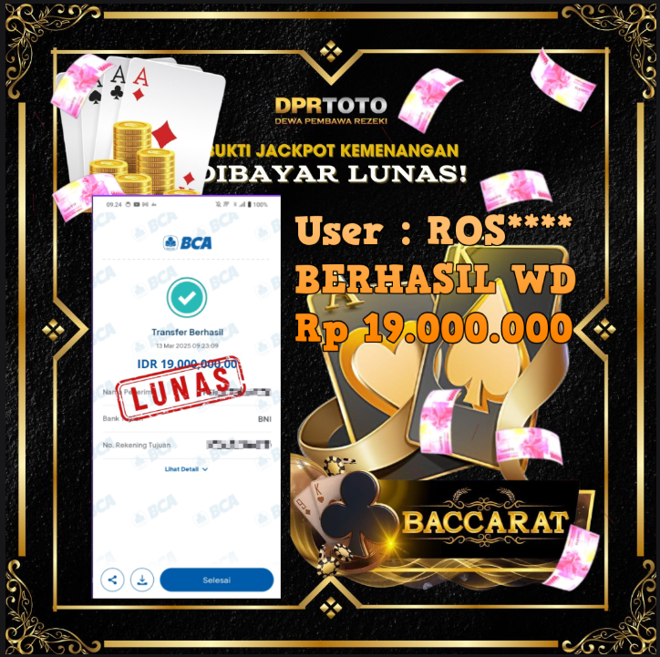 KEMENANGAN BESAR LIVE CASINO BACCARAT WD 19.000.000 - LUNAS 