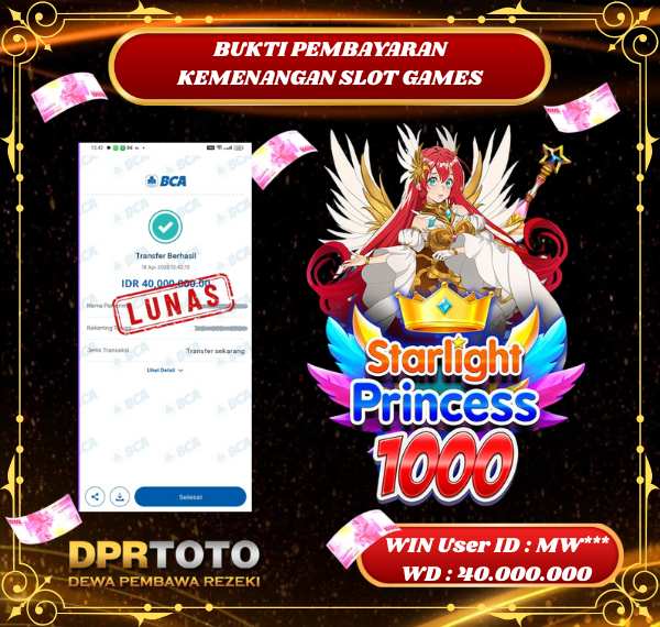 KEMENANGAN BESAR SLOT STARLIGHT PRINCESS 1000 Rp 40.000.000 - LUNAS