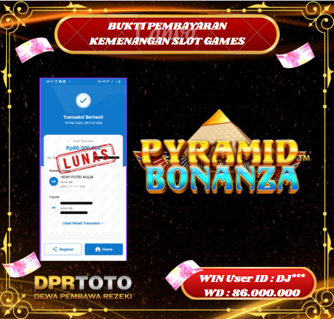 KEMENANGAN BESAR SLOT PYRAMID BONANZA Rp 86.000.000 - LUNAS
